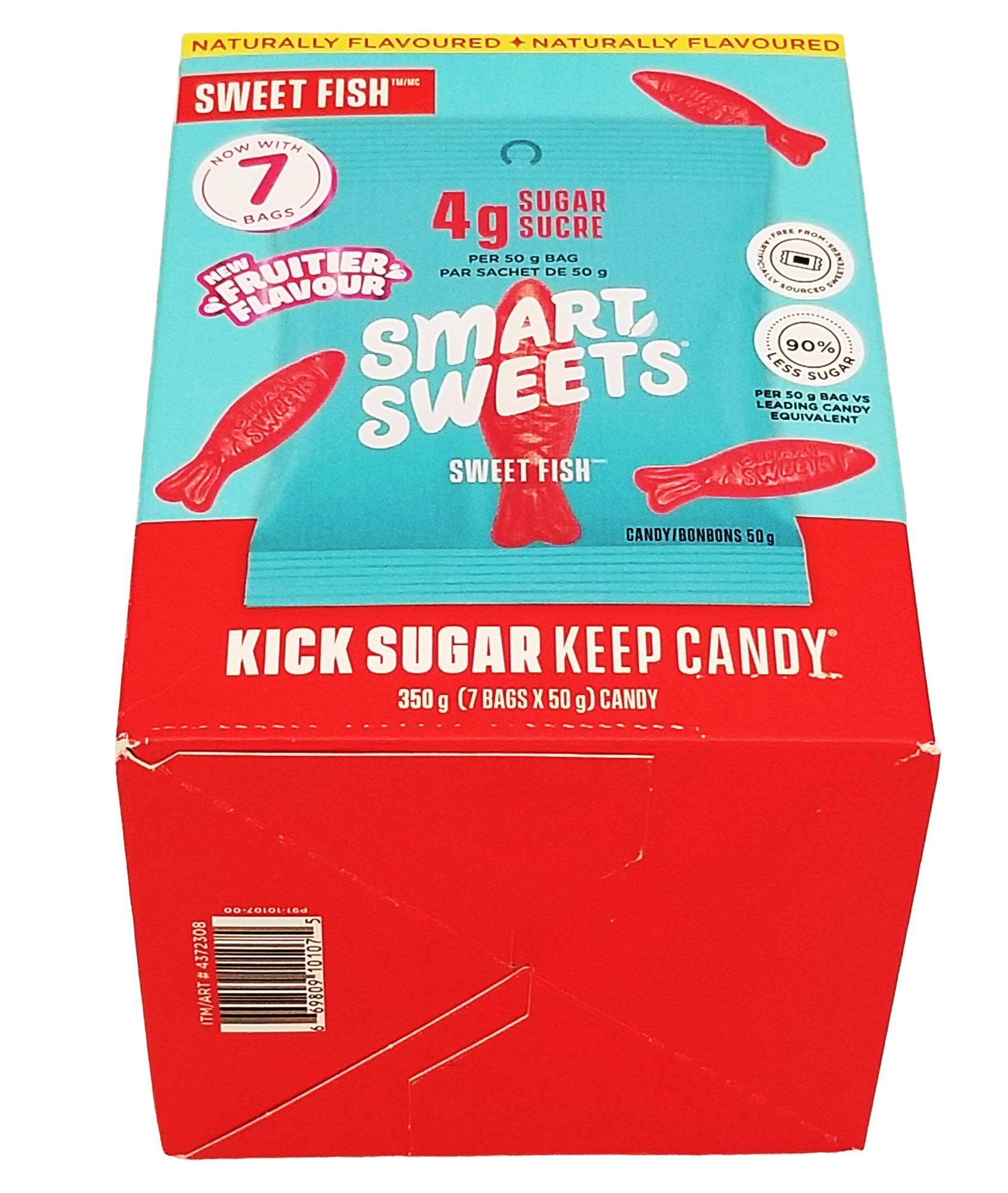 Box of Smart Sweets Sweet Berry Fish Gummies - 7 x 50g with red and blue design