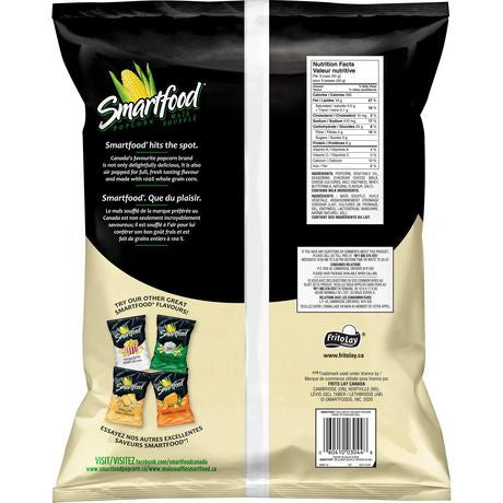 Smartfood White Cheddar Party Size Popcorn, 320g/11.3 oz. Bag Back Side
