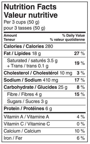 Smartfood White Cheddar Party Size Popcorn, 320g/11.3 oz. Nutrition Facts