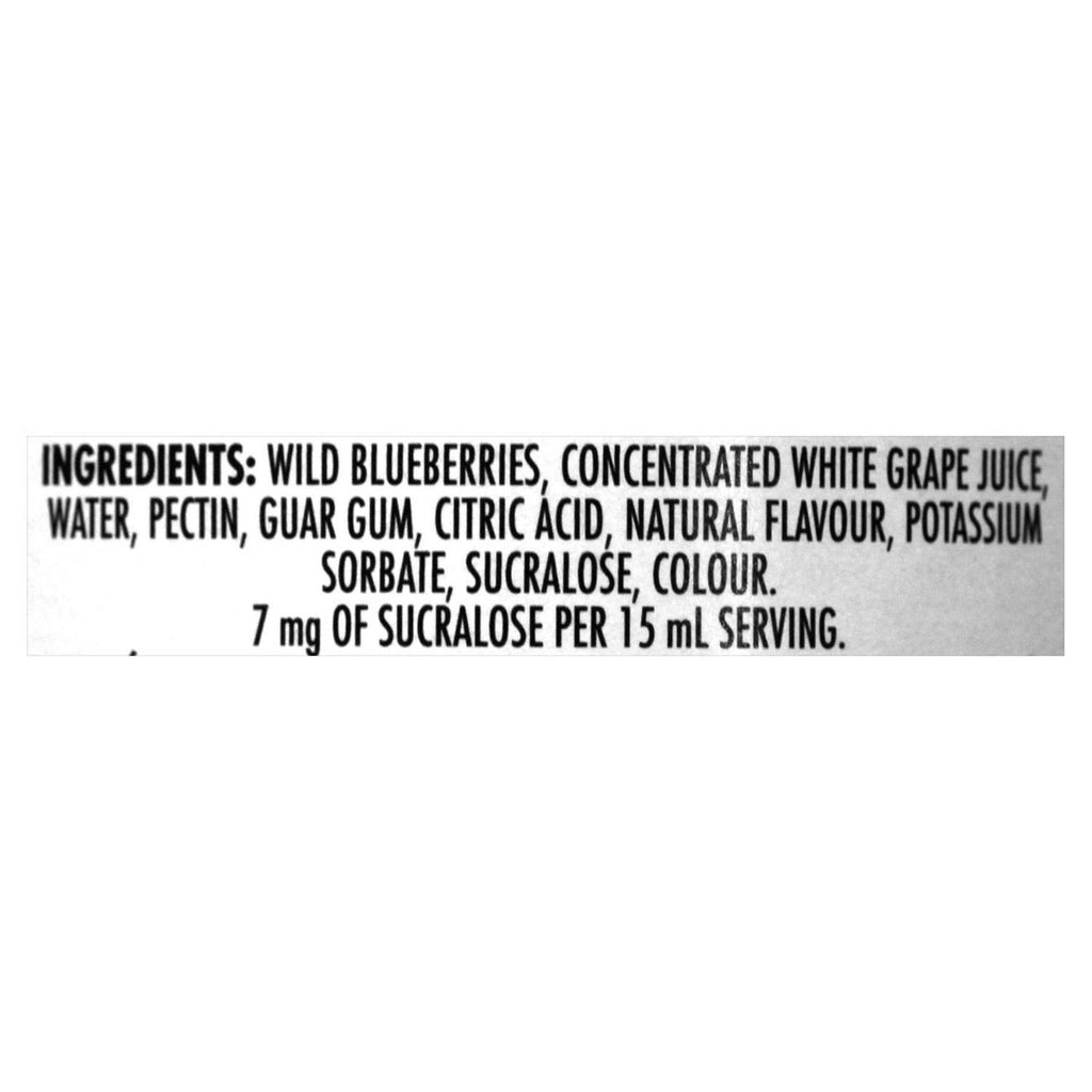 Smucker No Sugar Added Wild Blueberry Jam, 310ml/10 oz., Jar Ingredients