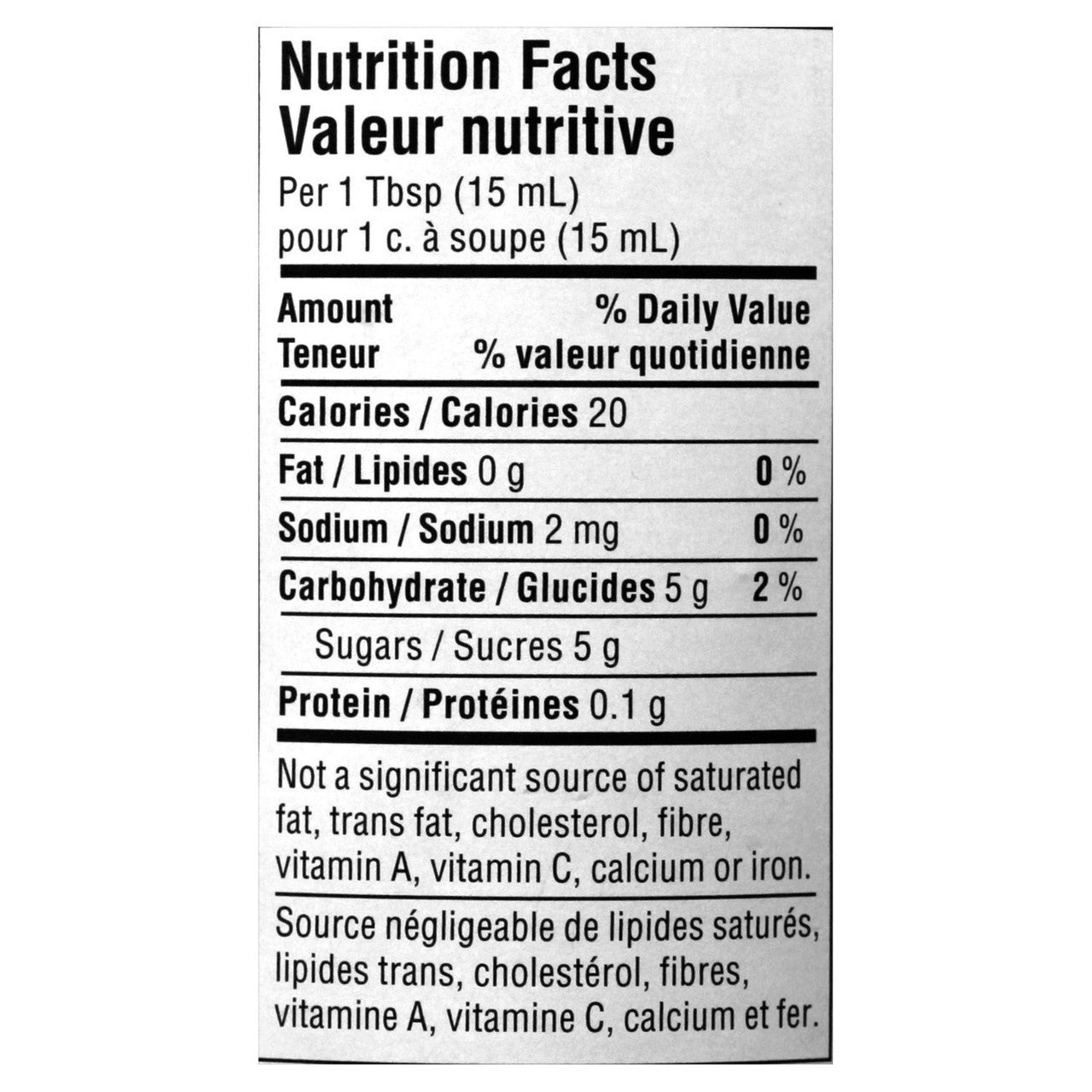 Smucker No Sugar Added Wild Blueberry Jam, 310ml/10 oz., Jar Nutrition Facts Label