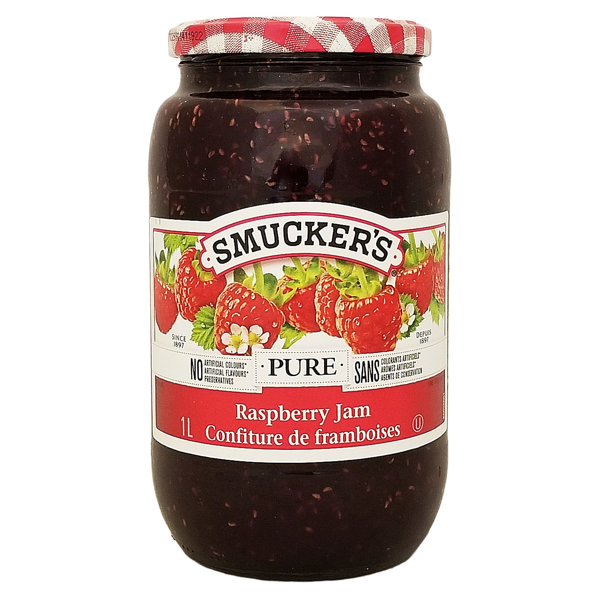 Smucker's Pure Raspberry Jam – Canadian Fruit Spread, 1L (33.8 oz)