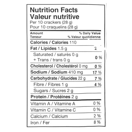 Snack Factory Garlic Parmesan Deli Style Pretzel Crisps, 200g/7 oz. Nutrition Facts