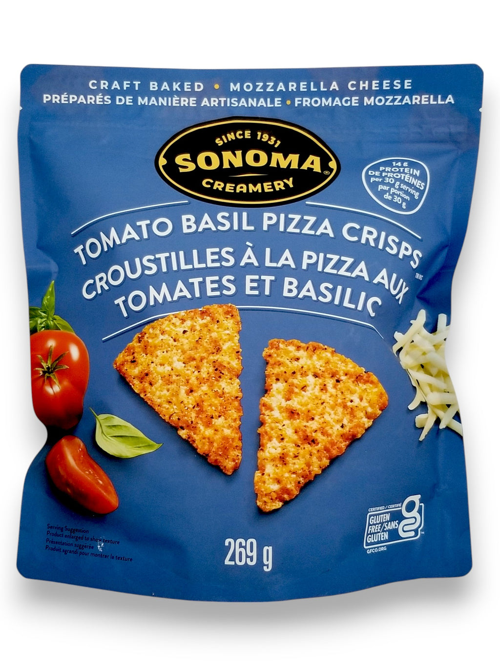 Sonoma Creamery Tomato Basil Pizza Crisps, 269g/9.5 oz - Front