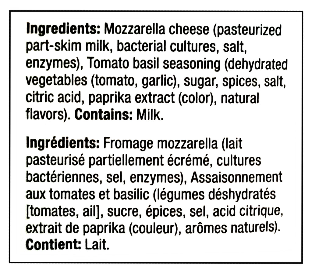 Sonoma Creamery Tomato Basil Pizza Crisps, 269g/9.5 oz - Ingredients Label