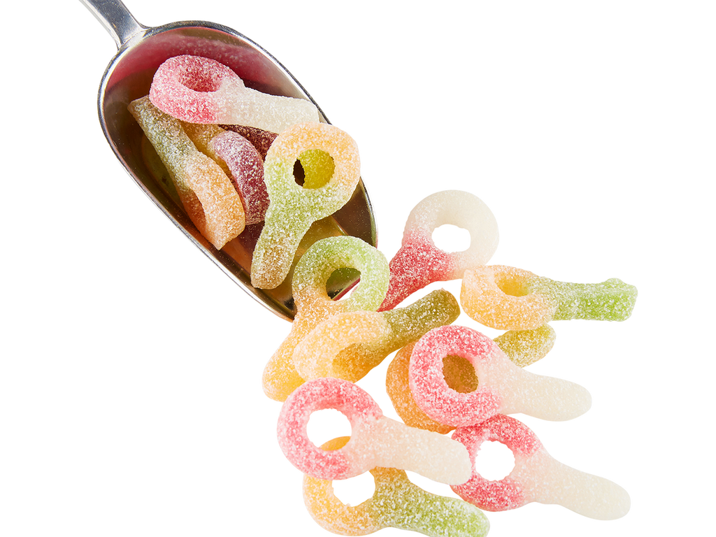 Carnaby Rainbow Sours Gummies, 500g, picture of sour key gummies. 