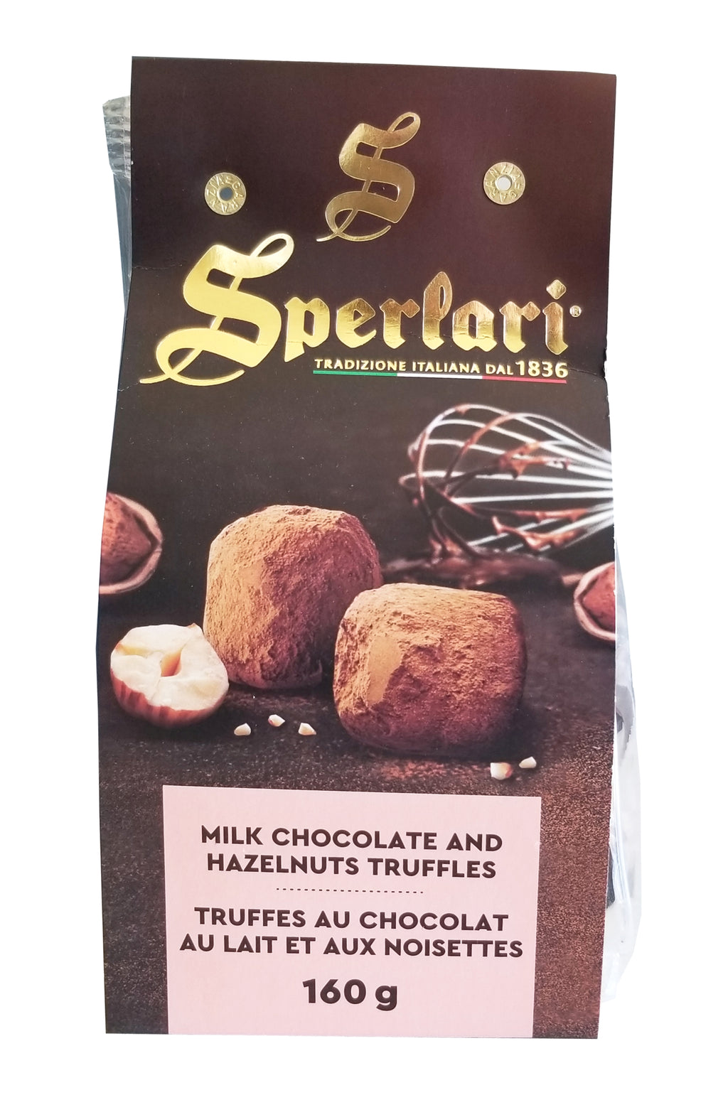 Sperlari Milk Chocolate and Hazelnuts Truffles, 160g/5.6 oz. Bag