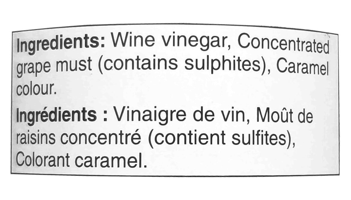 PC Splendido One Leaf Balsamic Vinegar of Modena Ingredients Label