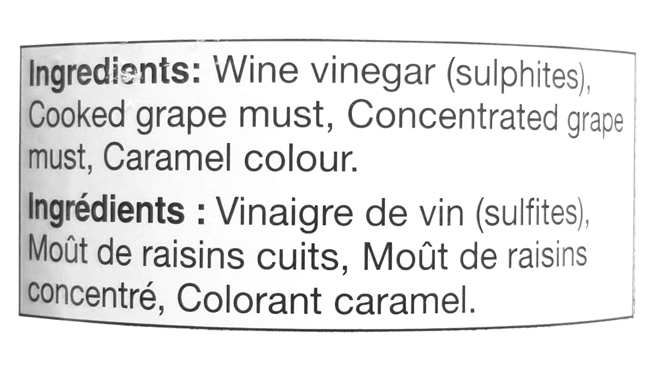 PC Splendido Two Leaf Balsamic Vinegar of Modena Ingredients Label