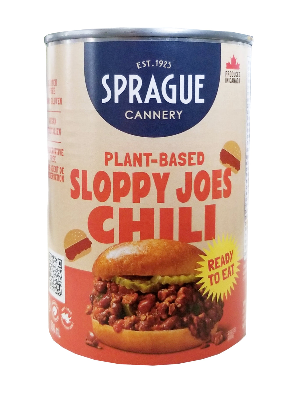 Sprague Cannery Plant-Based Sloppy Joes Chili, Ready to Eat, 398mL/14 fl. oz. Can {Imported from Canada}