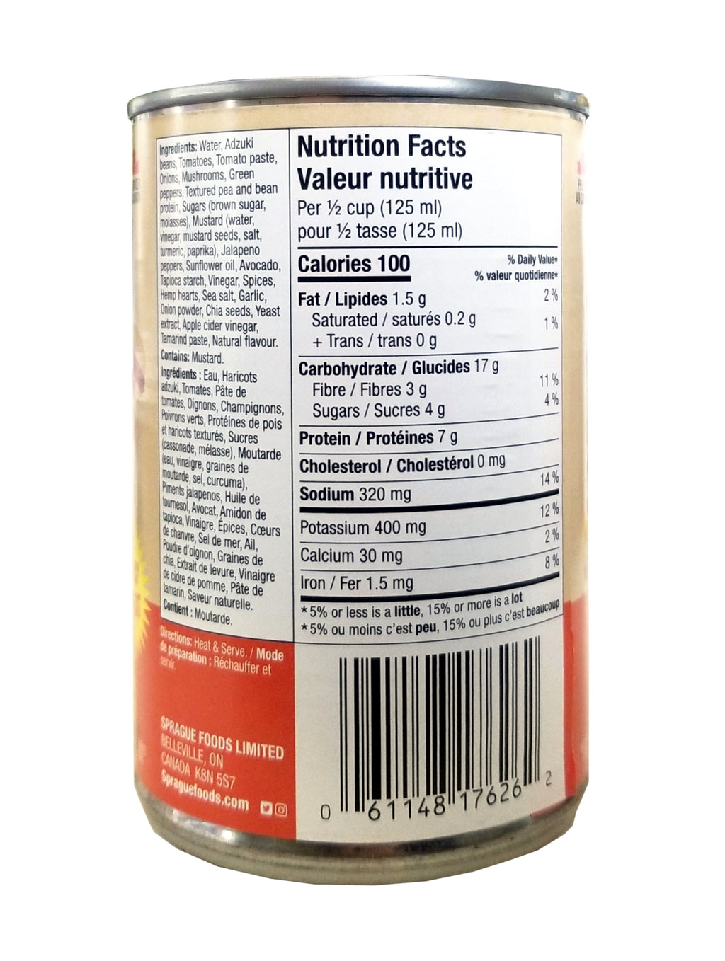 Sprague Cannery Plant-Based Sloppy Joes Chili, Ready to Eat, 398mL/14 fl. oz. Can {Imported from Canada}