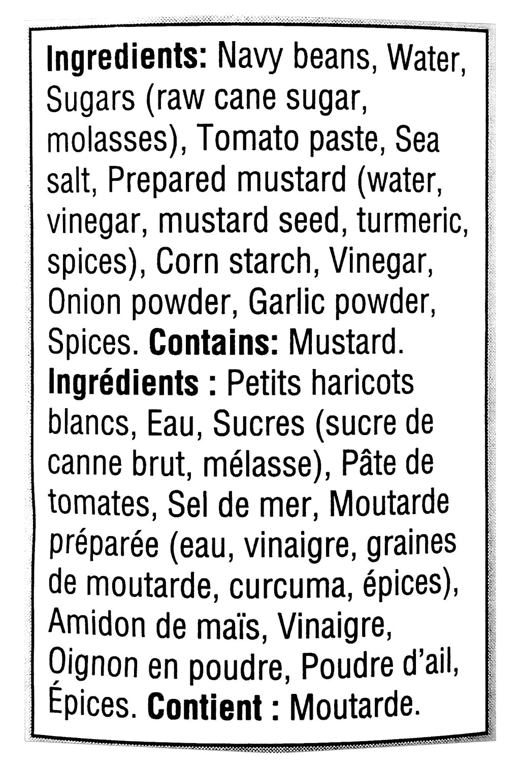 Sprague Prince Edward Country Baked Beans, Ready to Eat, 398ml/13.5 oz., Can, ingredients label.