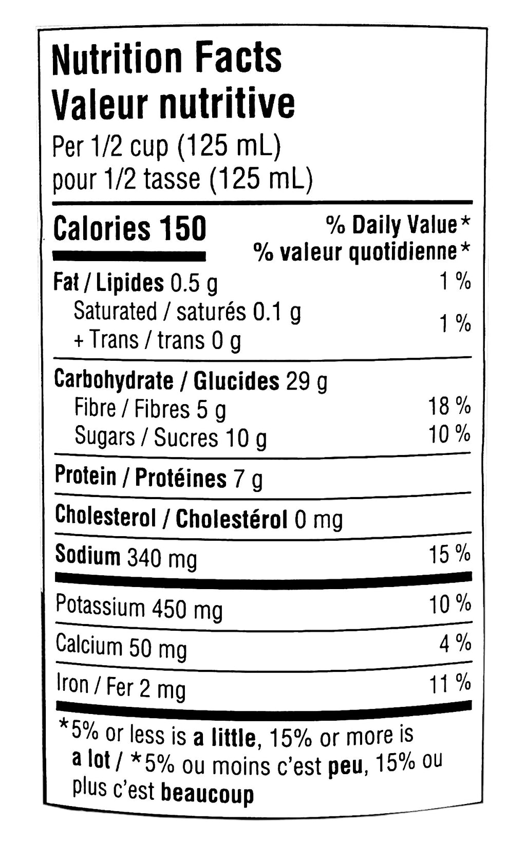 Sprague Prince Edward Country Baked Beans, Ready to Eat, 398ml/13.5 oz., Can, nutrition facts label.