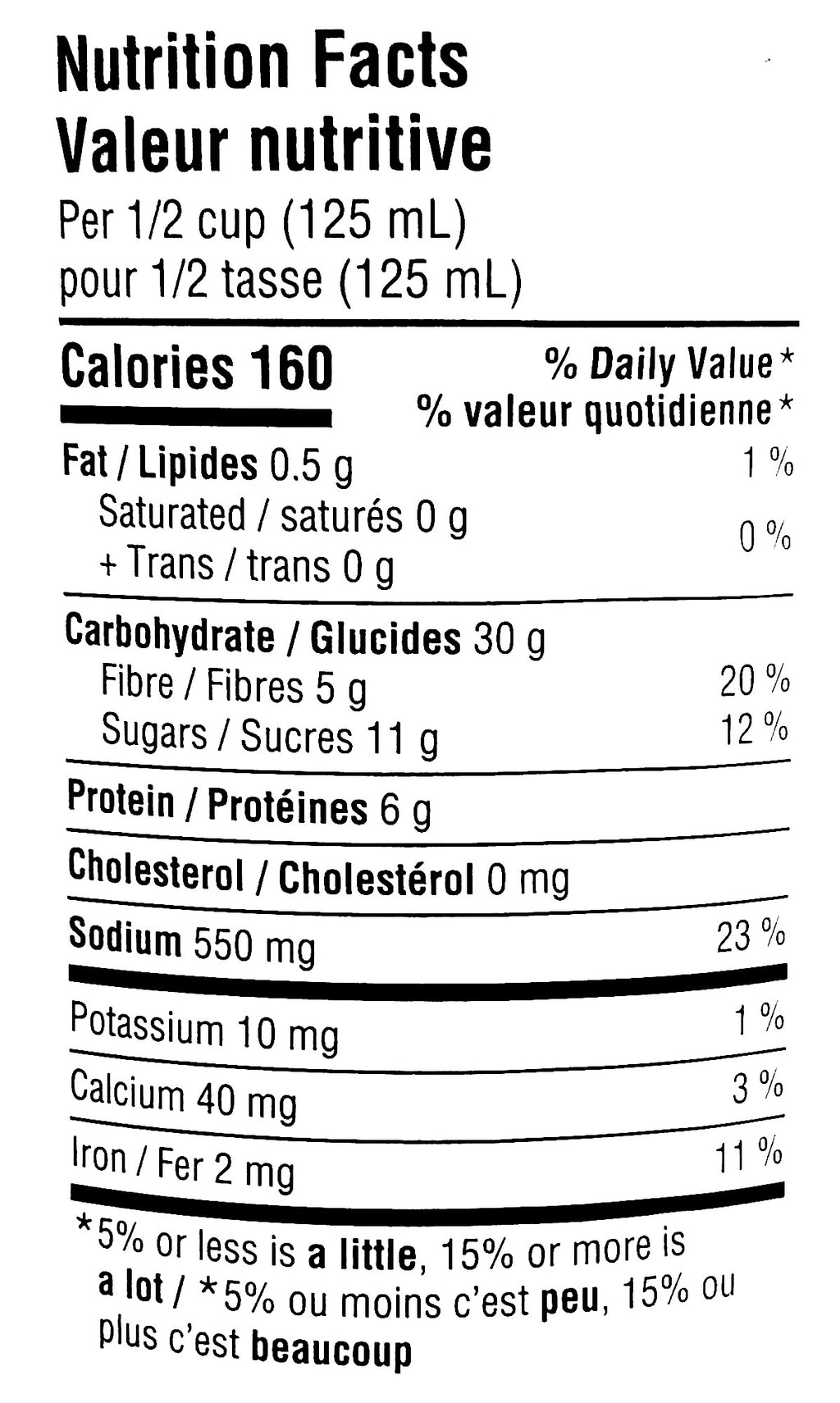 Sprague The Original Cowboy Baked Beans, Ready to Eat, 398ml/13.5 oz., Can, nutrition facts label.