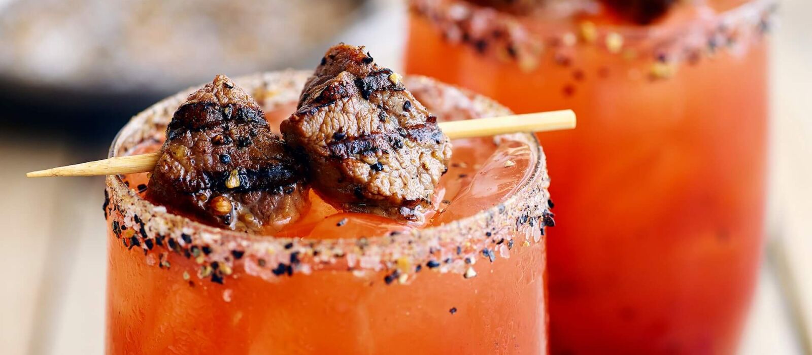 Mott's Clamato Juice, Extra Spicy, 945ml/32 oz. Bottle, picture of cocktail.