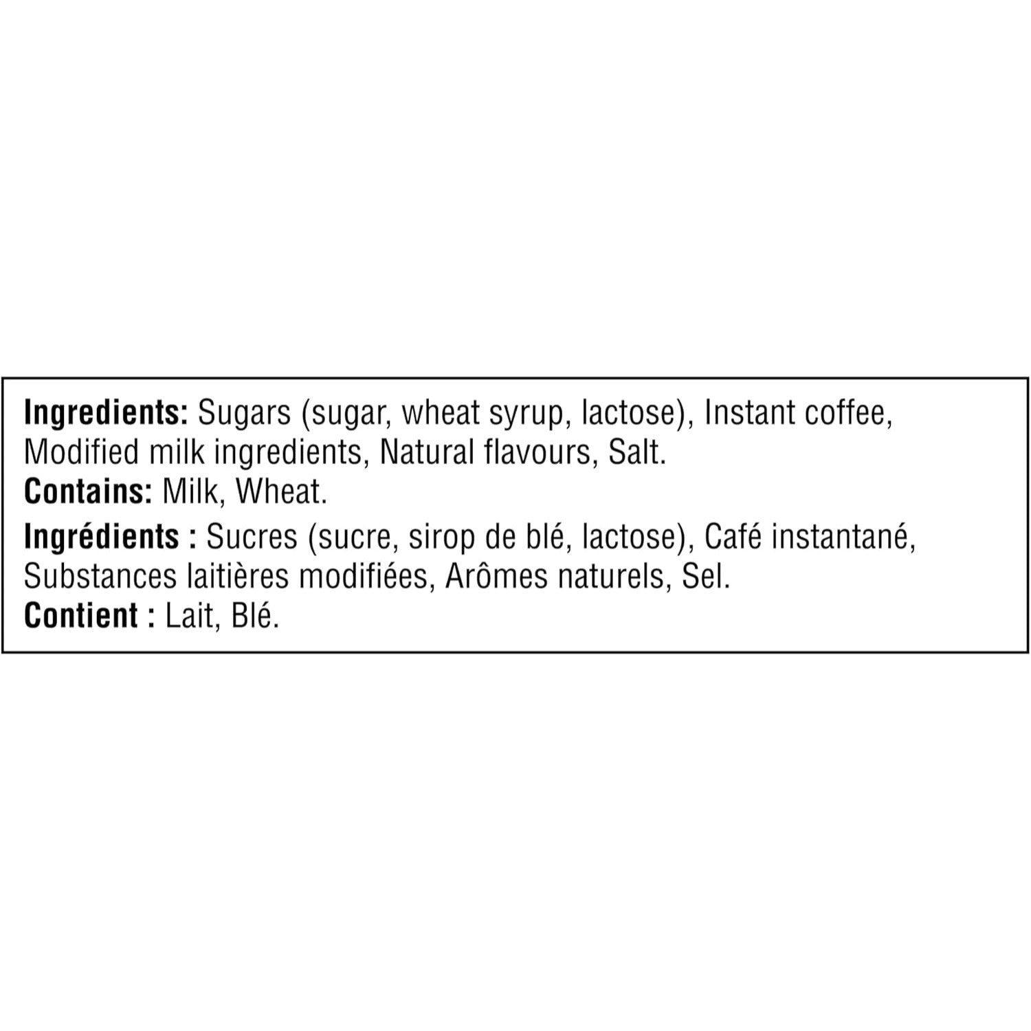 Starbucks Crema Collection Salted Caramel Hot Chocolate Mix 202 g ingredients label