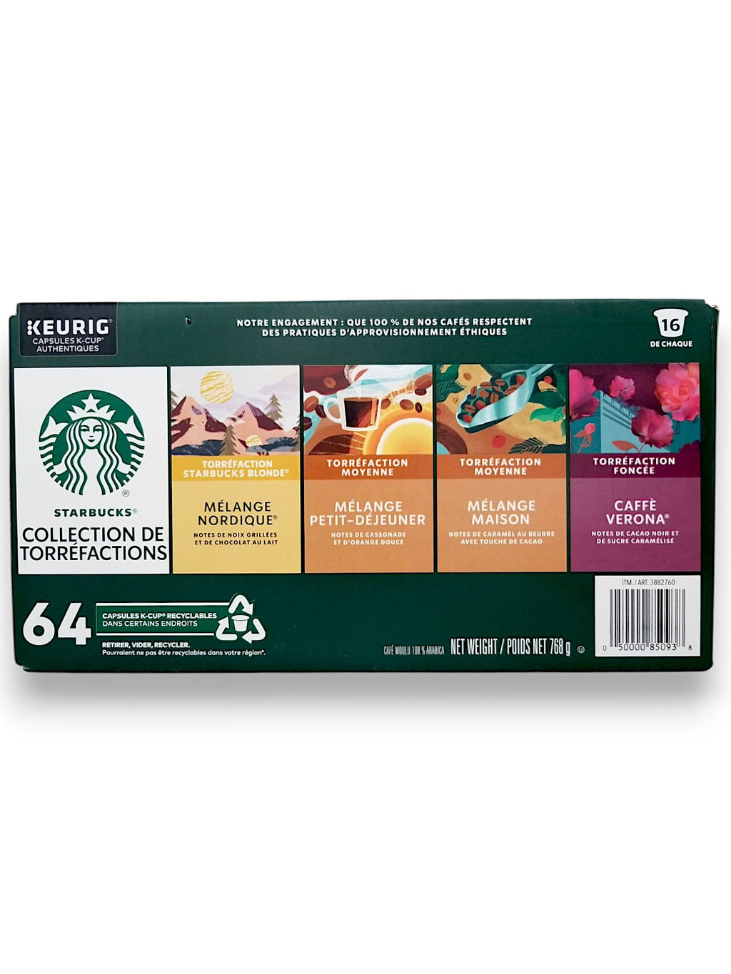 Starbucks Roast Collection K-CUP Pods Coffee, 64 Count, 768g/1.7 lb. - Back