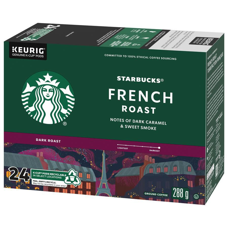 Starbucks French Roast Coffee K-Cups, 24 Count Box Right Side of the box