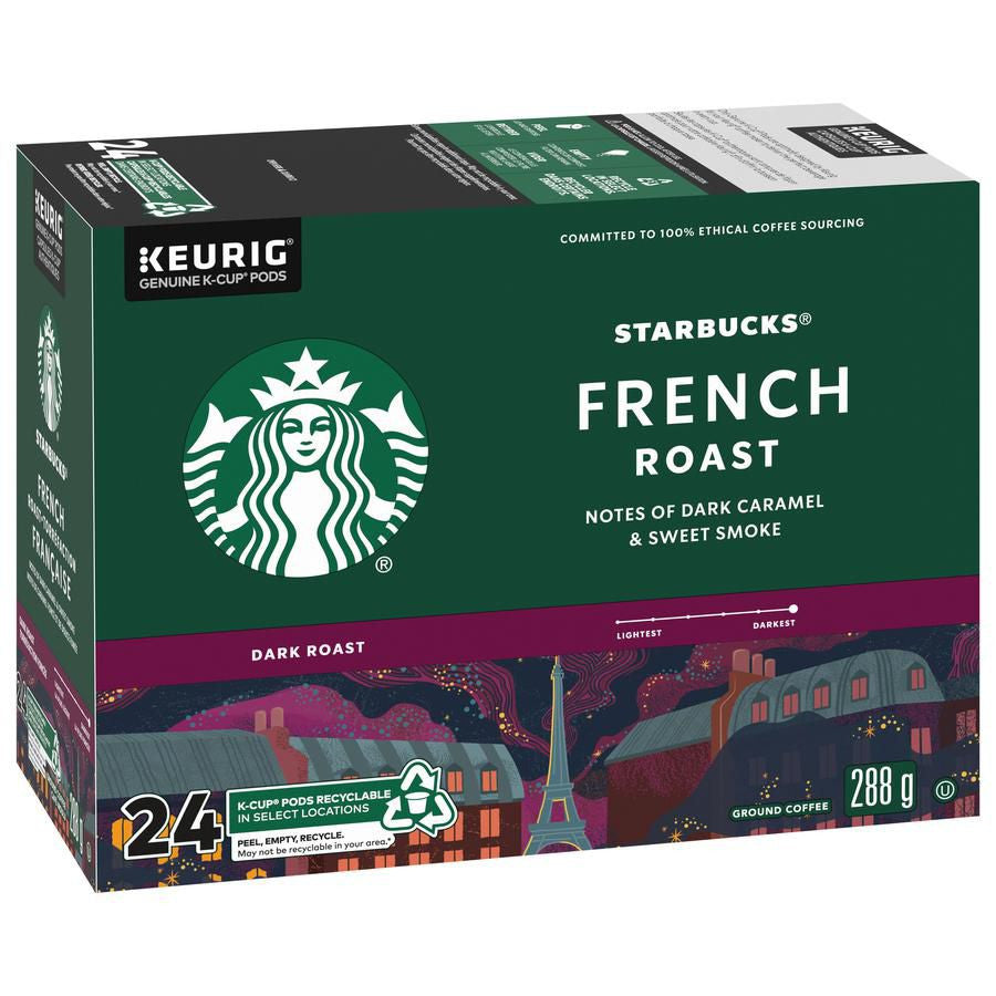 Starbucks French Roast Coffee K-Cups, 24 Count Box Side of the box