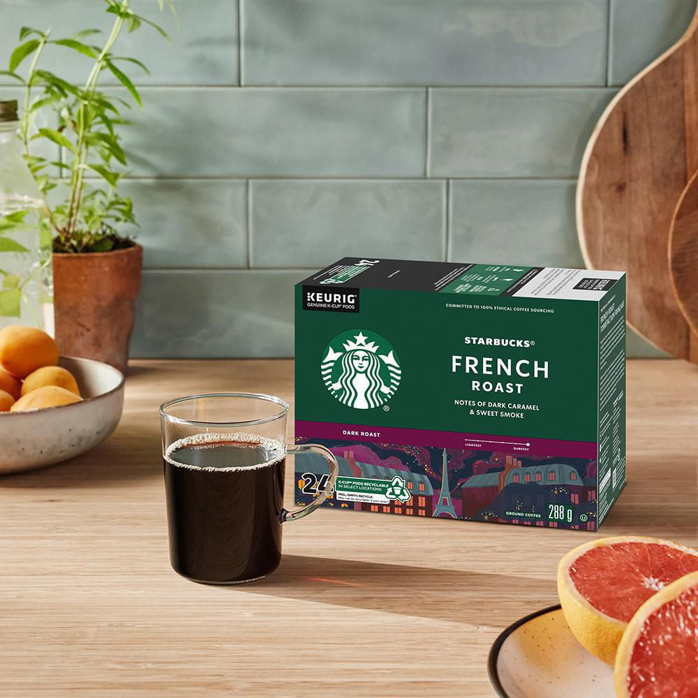 Starbucks French Roast Coffee K-Cups, 24 Count Box and coffee