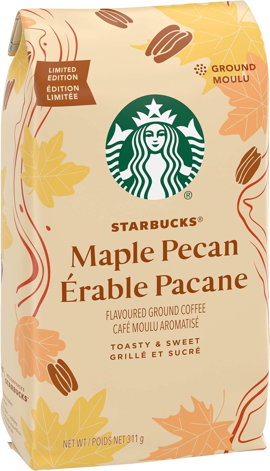 Starbucks Maple Pecan Flavored Ground Coffee, 311g/10.9 oz Bag Left Angle