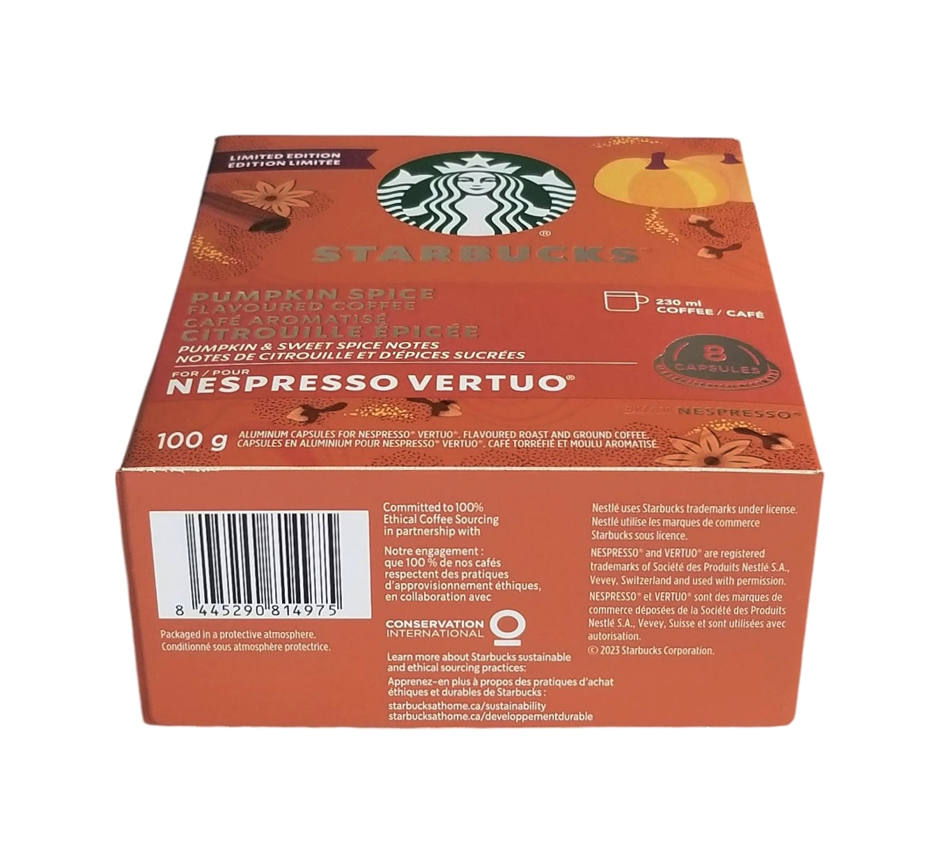 Starbucks Pumpkin Spice Coffee Nespresso bottom