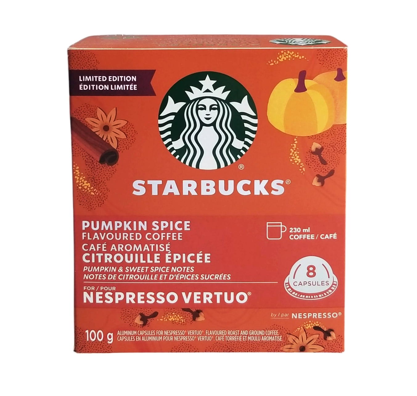 Starbucks Pumpkin Spice Coffee Nespresso front