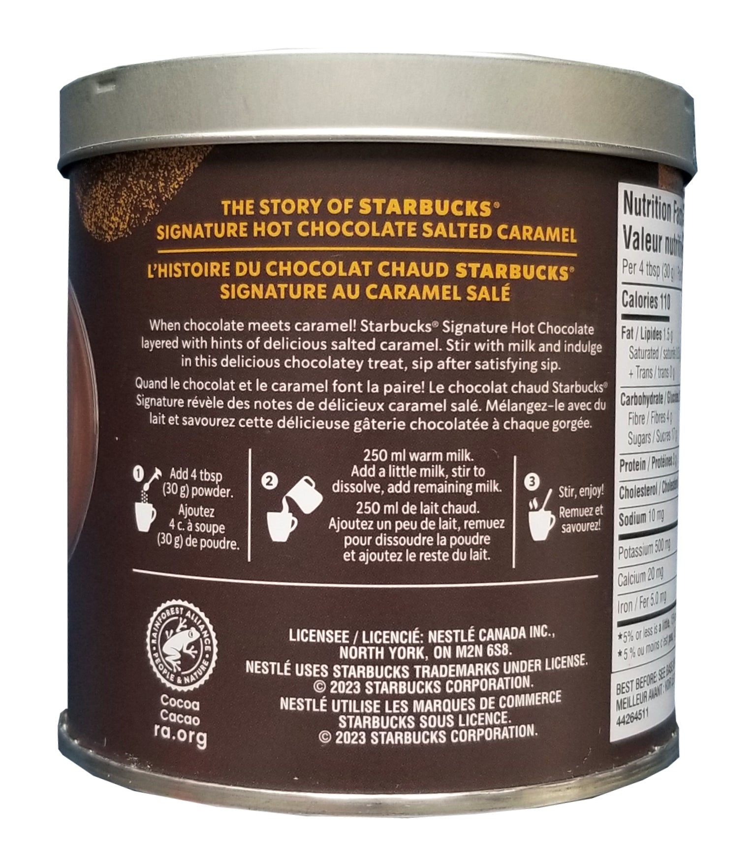 Starbucks Signature Hot Chocolate Mix, Salted Caramel Flavor, 300g/10.5 oz. Can Instructions