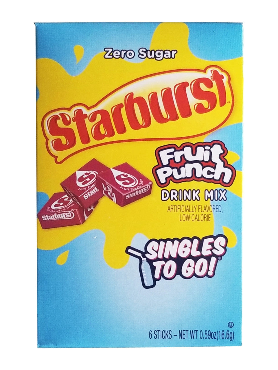 Starburst Zero Sugar Fruit Punch Drink Mix, 6 packets, 16g/0.6 oz. Box {Imported from Canada}