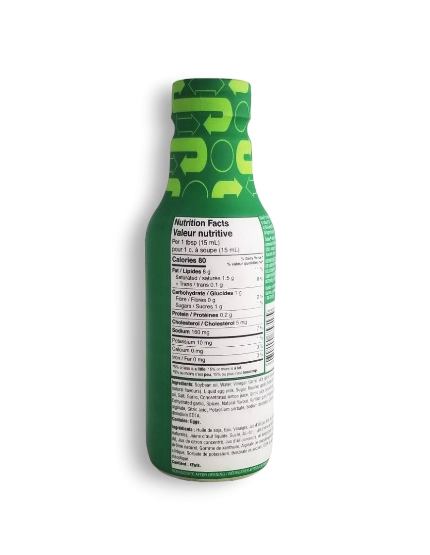 Subway Roasted Garlic Aioli Sauce side of Bottle