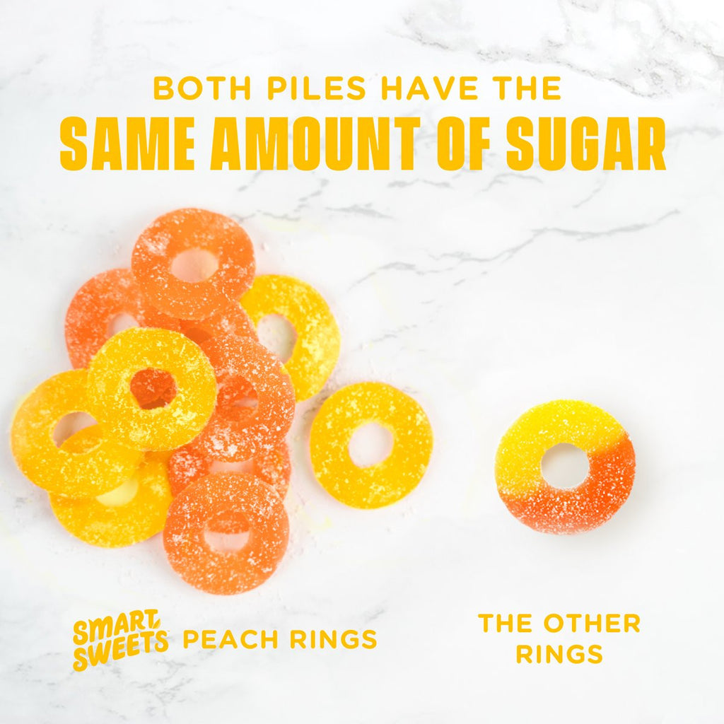 Smart Sweets Gummy Peach Rings Bulk Pack, 5 x 50g/1.75 oz. Bag {Imported from Canada}