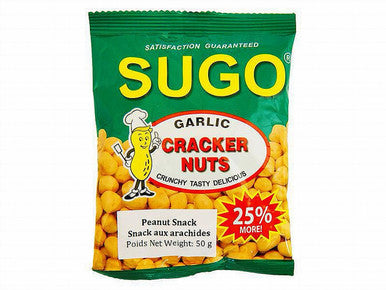 Sugo Garlic Cracker Nuts, Peanuts 50g/1.75 oz., Bag{Imported from Canada}