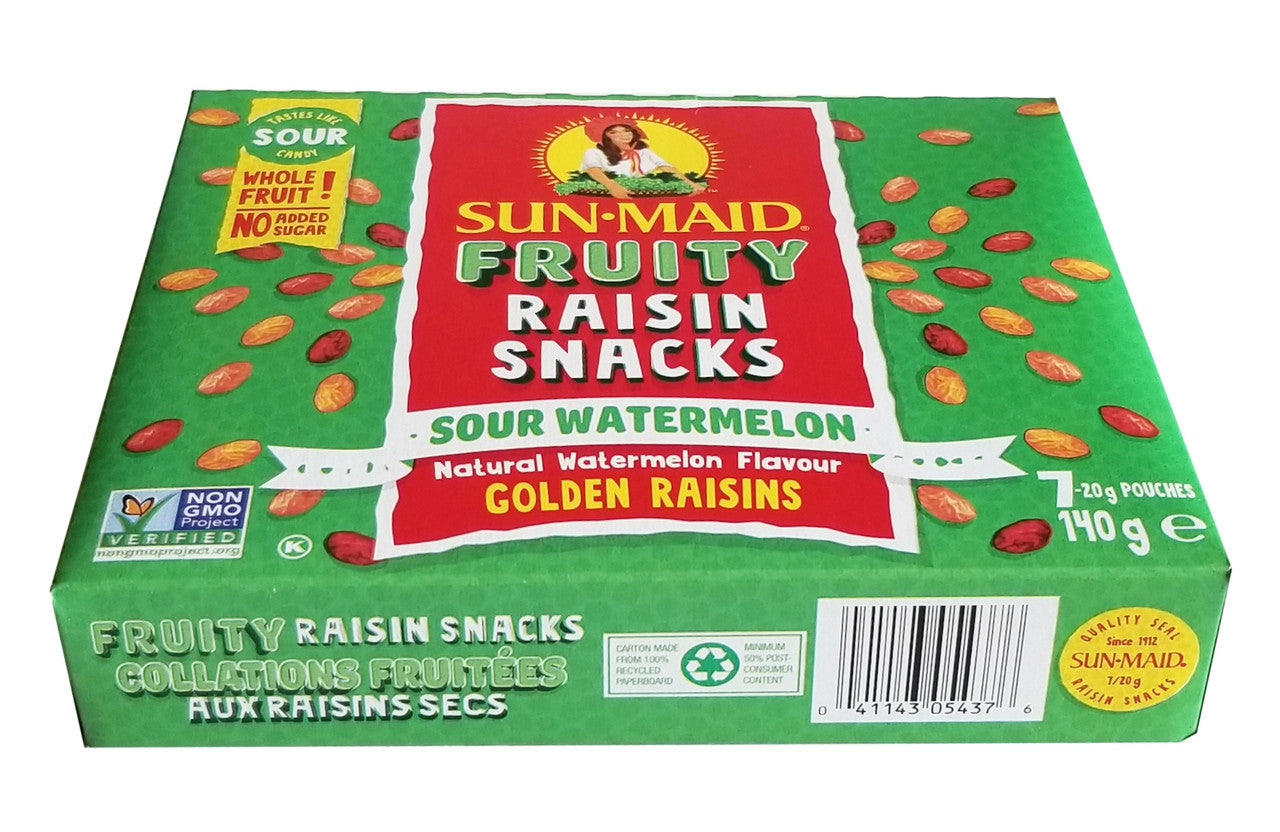 Sun-Maid Fruity Raisin Snacks, Sour Watermelon, 140g/5 oz. Box {Imported from Canada}