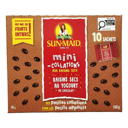 Sun-Maid Chocolate Yogurt Raisin Mini-Snacks – 10-Count Pouches, 140g (5 oz)