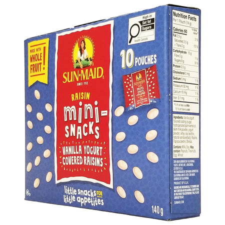 Sun-Maid Vanilla Yogurt Raisin Mini-Snacks – 10-Count Pouches, 140g (5 oz)
