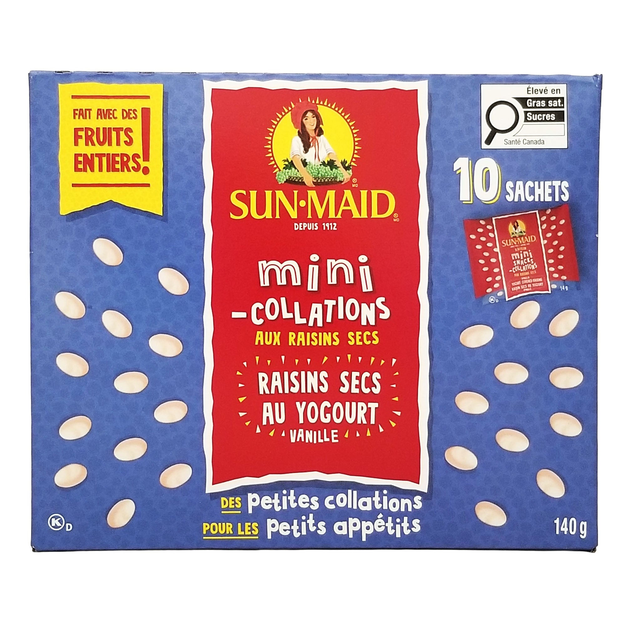 Sun-Maid Vanilla Yogurt Raisin Mini-Snacks – 10-Count Pouches, 140g (5 oz)