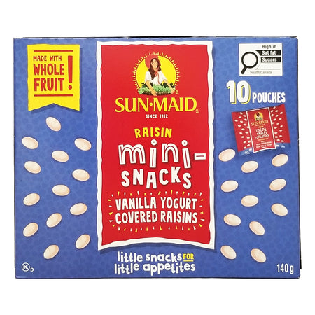 Sun-Maid Vanilla Yogurt Raisin Mini-Snacks – 10-Count Pouches, 140g (5 oz)