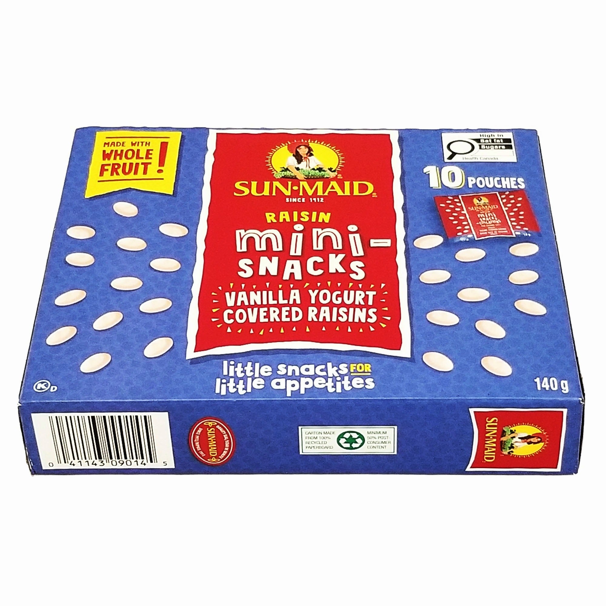 Sun-Maid Vanilla Yogurt Raisin Mini-Snacks – 10-Count Pouches, 140g (5 oz)