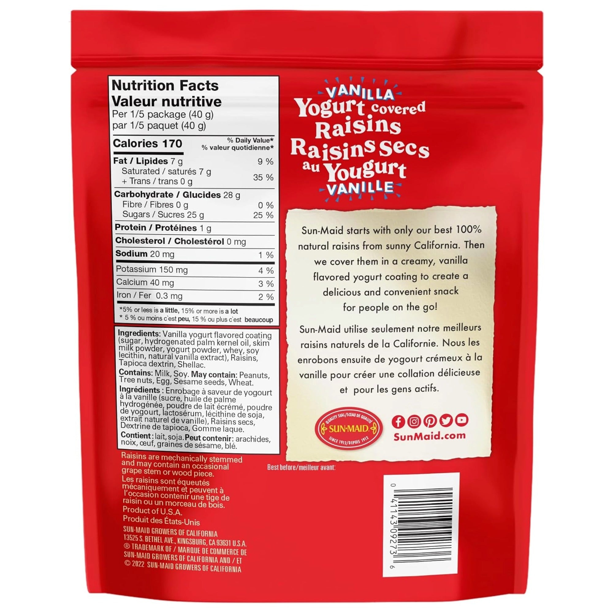 Sun-Maid Vanilla Yogurt Covered Raisins – 200 g (7.1 oz)