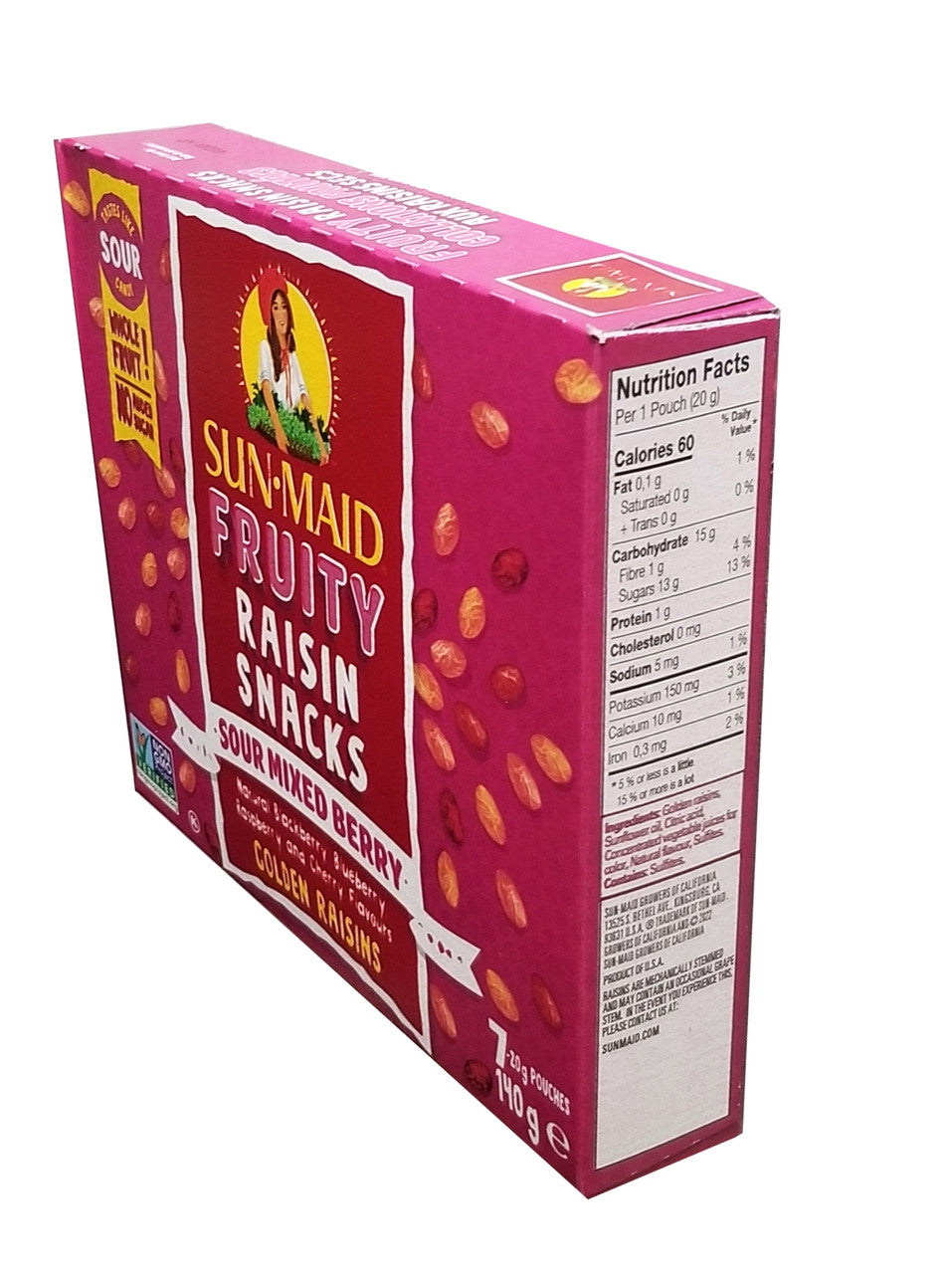 Sun-Maid Fruity Raisin Snacks, Sour Mixed Berry, 140g/5 oz. Box {Imported from Canada}