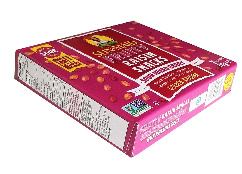 Sun-Maid Fruity Raisin Snacks, Sour Mixed Berry, 140g/5 oz. Box {Imported from Canada}