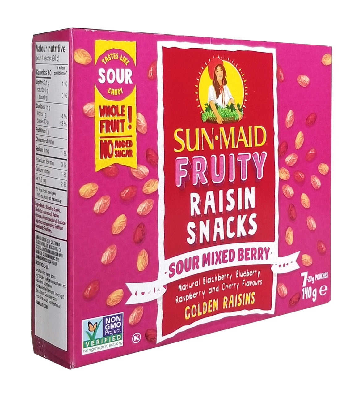 Sun-Maid Fruity Raisin Snacks, Sour Mixed Berry, 140g/5 oz. Box {Imported from Canada}