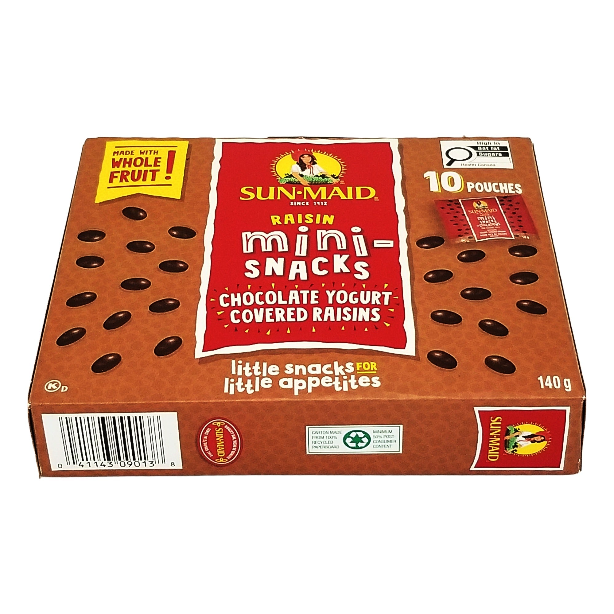 Sun-Maid Chocolate Yogurt Raisin Mini-Snacks – 10-Count Pouches, 140g (5 oz)