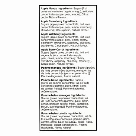 SunRype Fruit-To-Go 100% Fruit Snack Strips ingredients list 72ct x 14g Canadian snack