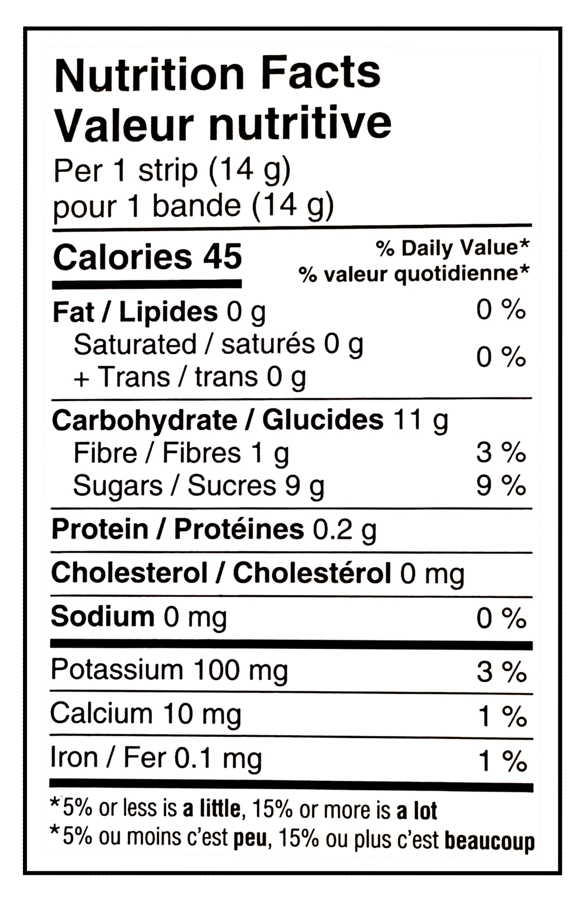 SunRype Fruit to Go Fruit Bars, Apple Strawberry & Apple Wildberry Flavors, 9x14g, 126g/4.4 oz. - Nutrition