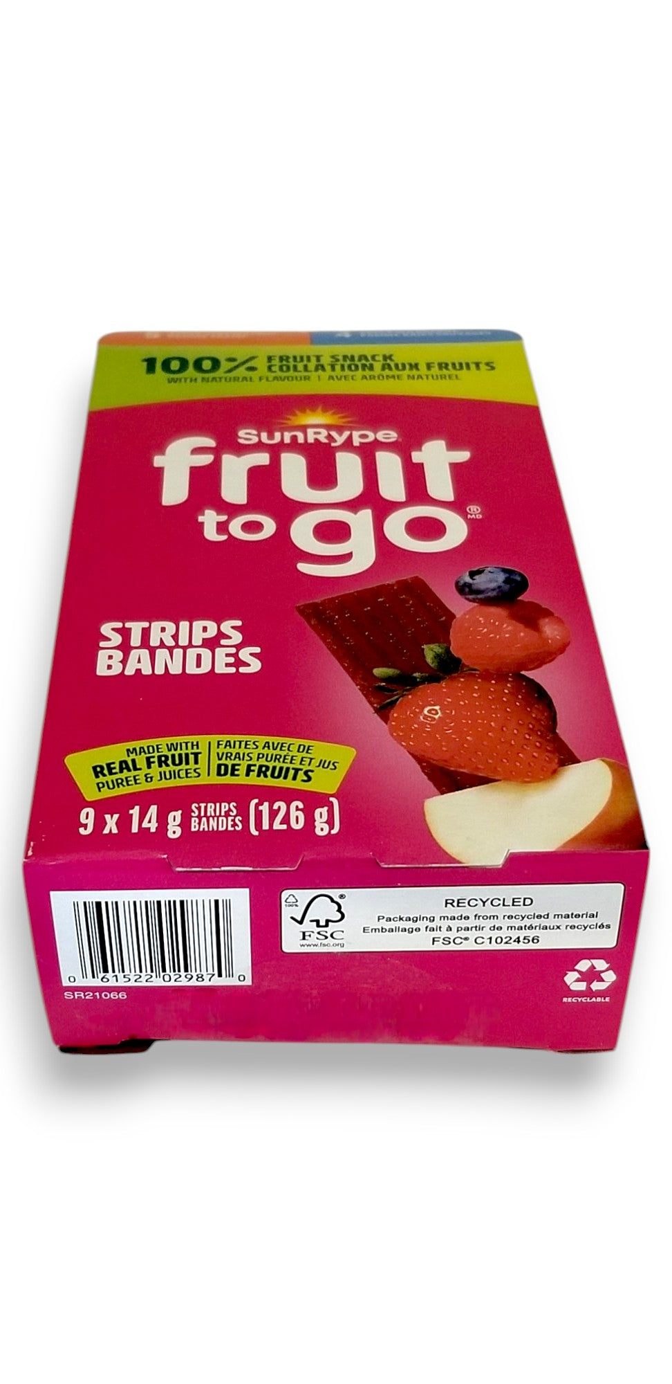 SunRype Fruit to Go Fruit Bars, Apple Strawberry & Apple Wildberry Flavors, 9x14g, 126g/4.4 oz. - Bottom