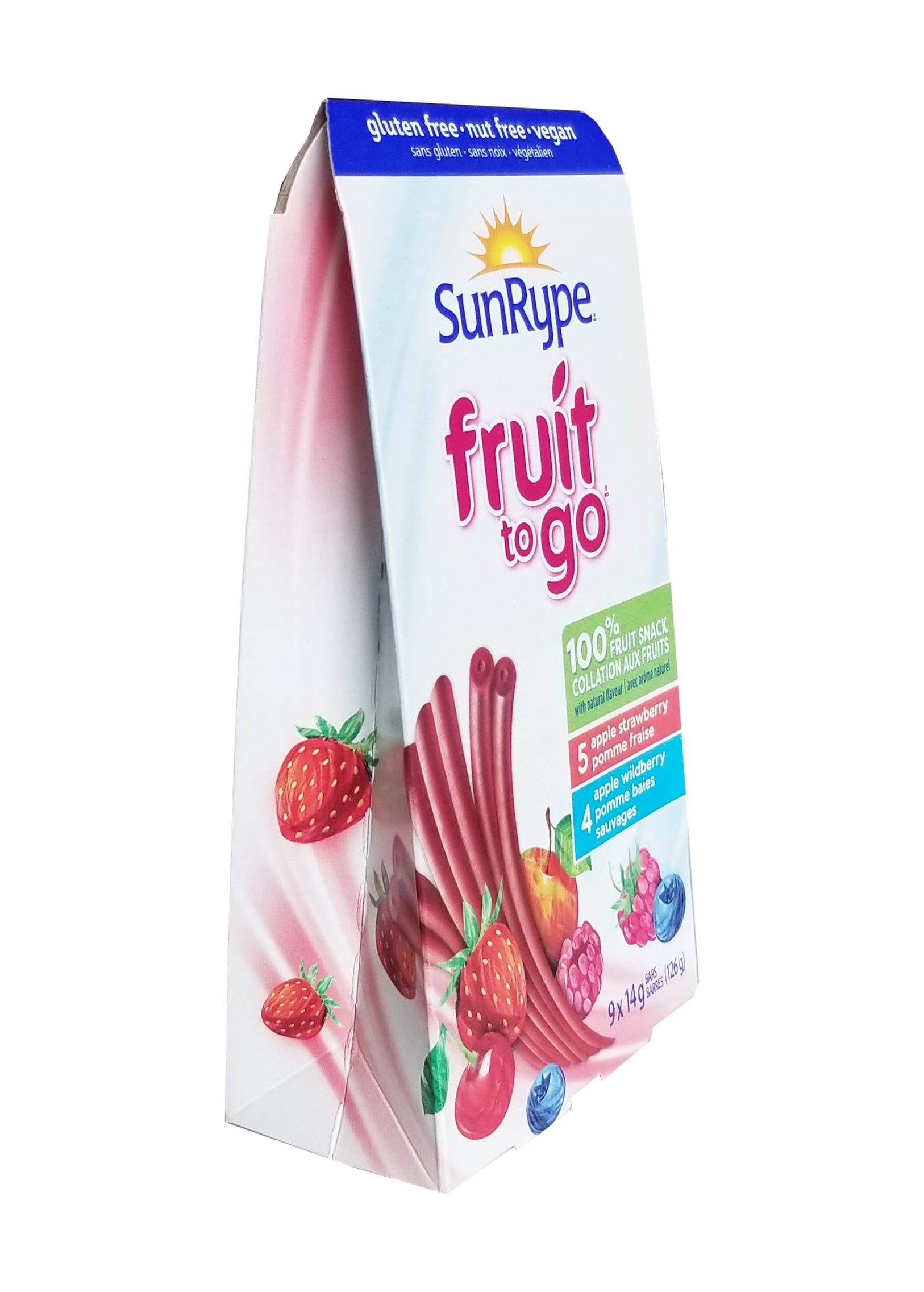 SunRype Fruit to Go Fruit Bars, Apple Strawberry & Apple Wildberry Flavors, 9x14g/0.5 oz. Bars {Imported from Canada}
