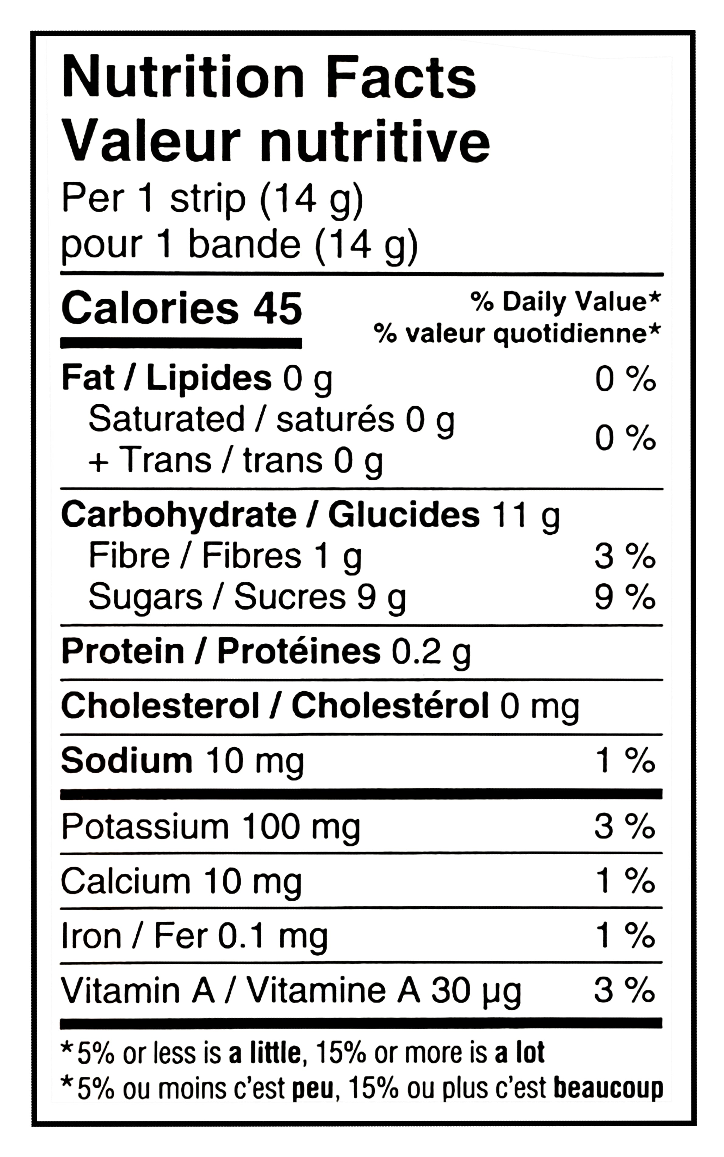 SunRype Fruit to Go +Veggie Fruit Bars, Apple Berry Carrot & Apple Strawberry Banana Carrot Flavors, 9x14g/0.5 oz. Bars - Nutrition Facts