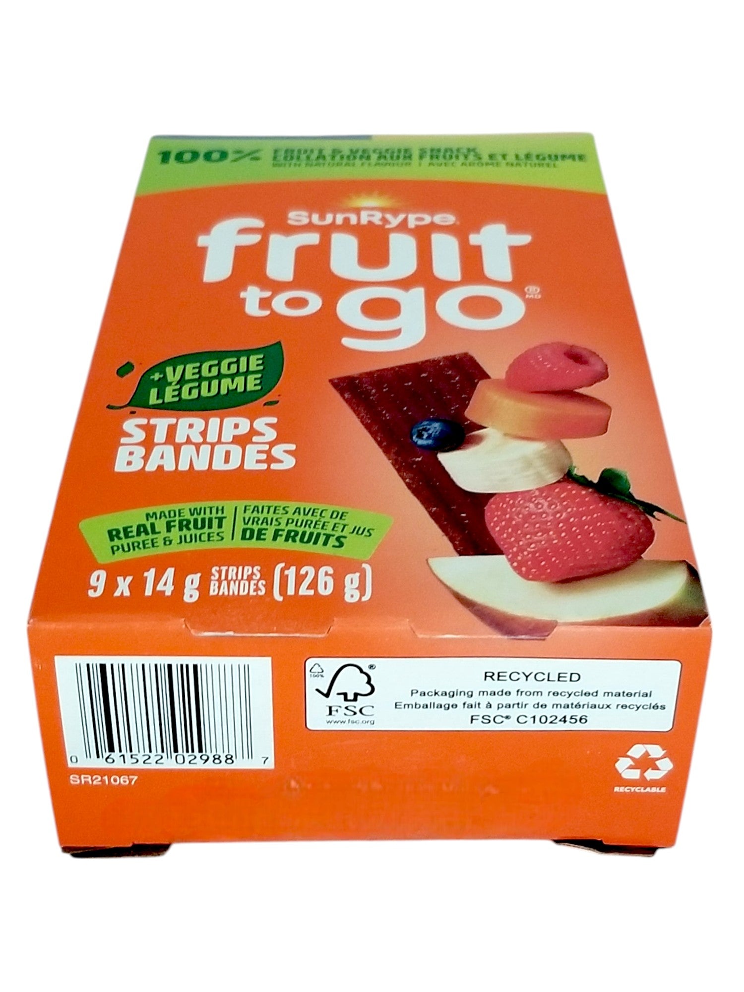 SunRype Fruit to Go +Veggie Fruit Bars, Apple Berry Carrot & Apple Strawberry Banana Carrot Flavors, 9x14g/0.5 oz. Bars - Bottom