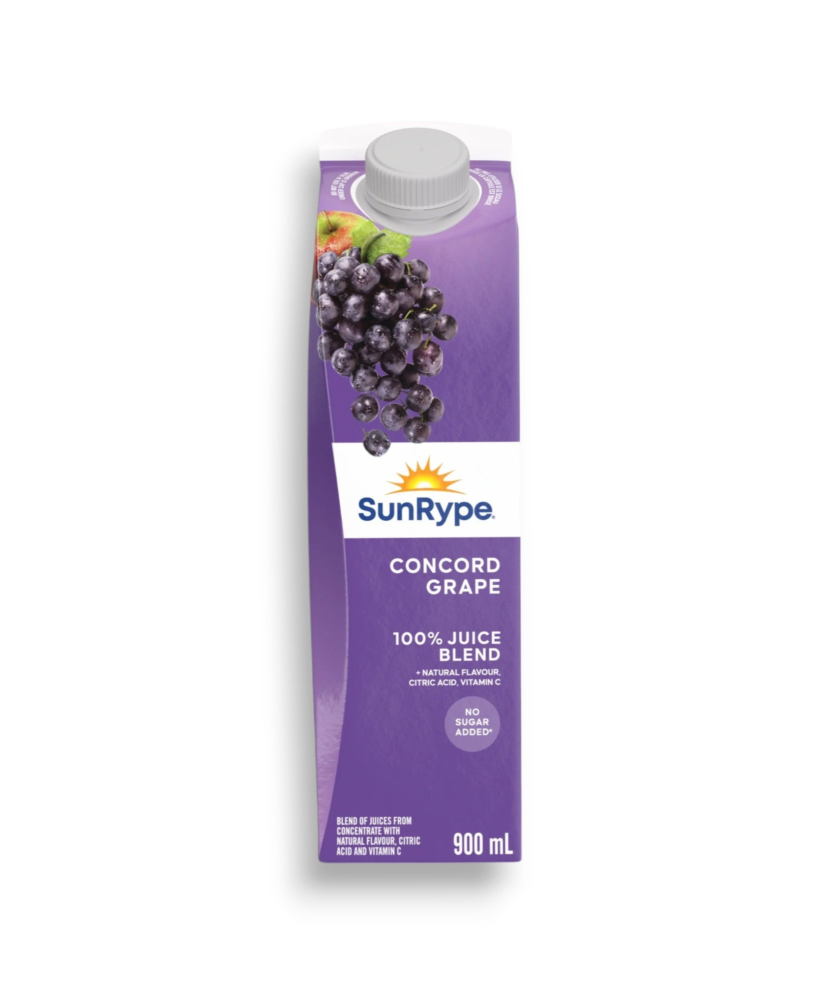 SunRype Fruit Juice, Concord Grape, 900ml/30.4 fl. oz. Carton, front of carton